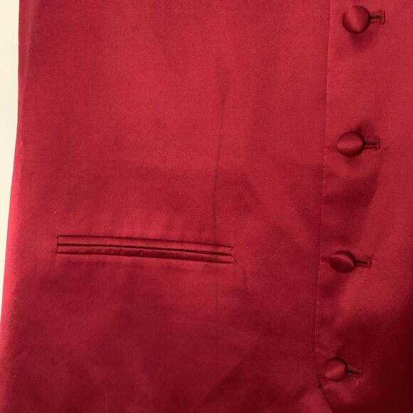 Oleg Cassini Mens Silk Tuxedo Vest Cherry Red Size Small 100% Silk - Picture 7 of 10